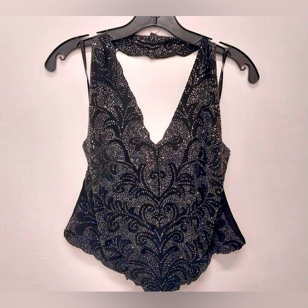 Ell Jay Collection Sequins & Rhinestone Halter Top